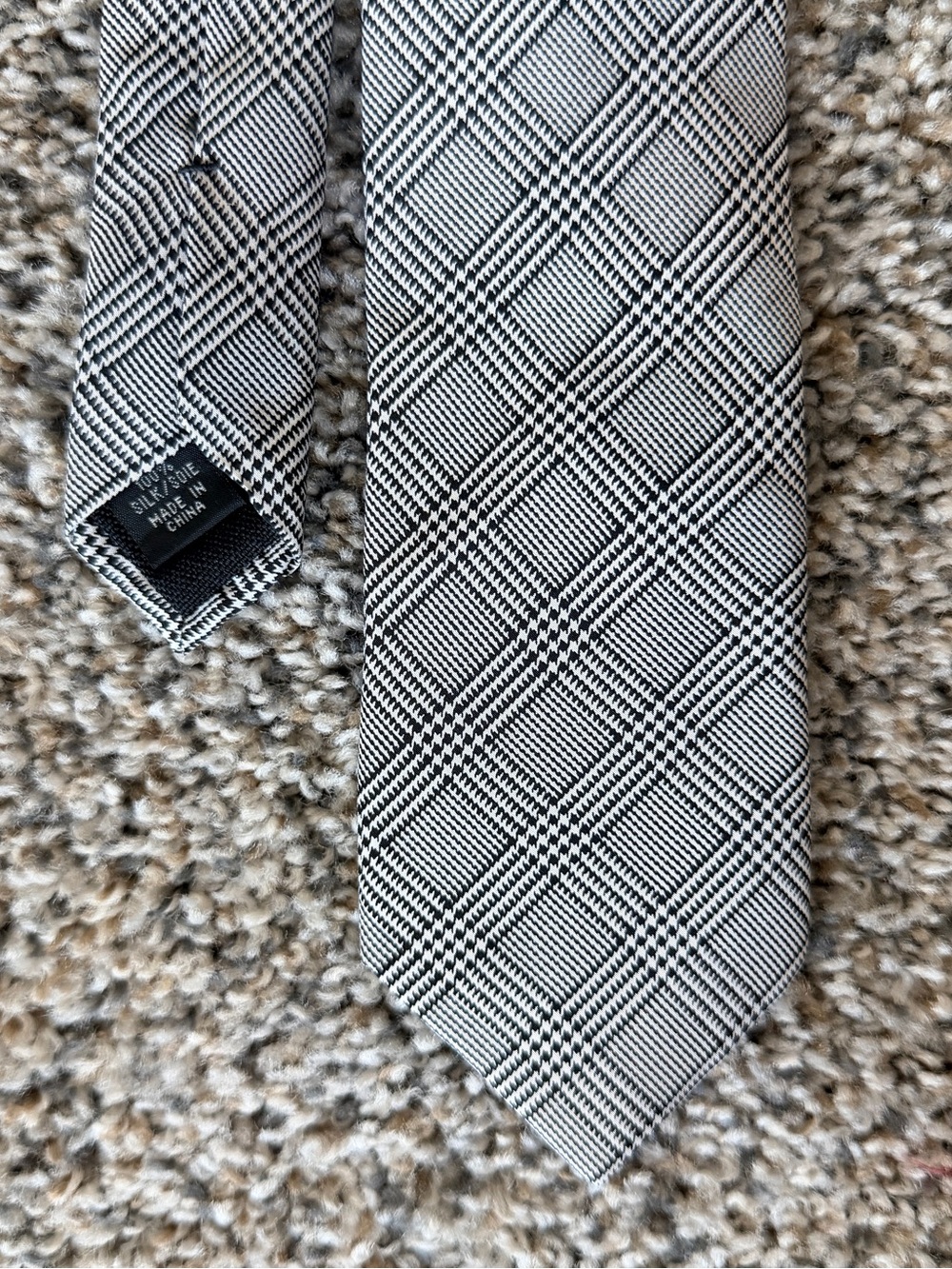 Lauren Ralph Lauren Black and White Plaid Silk Tie